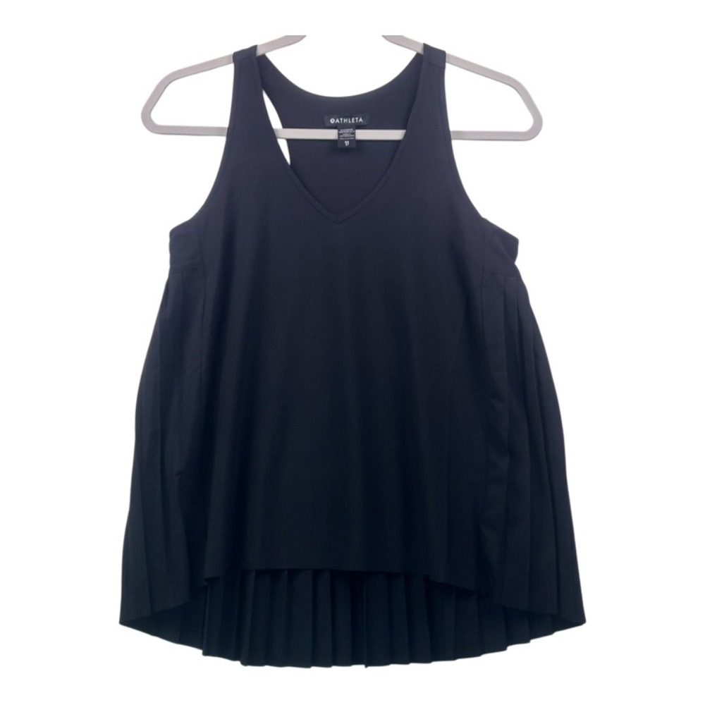 Athleta Breeze Pleated Racerback Tank Top Black XS Excellent Condition